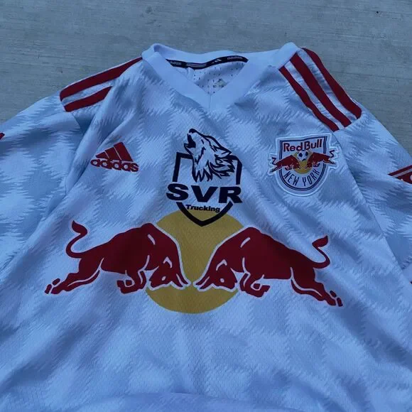 Red Bull New York Adidas Jersey White Red AEROREADY Men’s Medium #15 R. Lobera - Picture 3 of 8